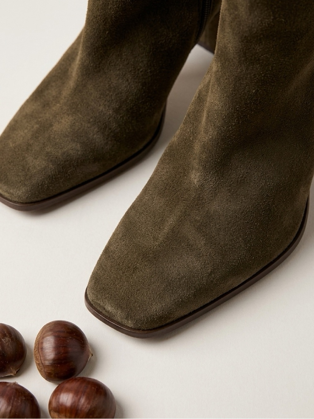Vince Camuto Suede Square-Toe Ankle Boots in Olive Green